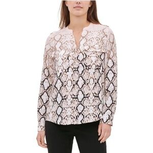Calvin Klein Split-neck Snake Print Blouse Medium